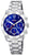 Reloj infantil con esfera azul y correa de metal plateado, cronógrafo