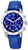 Reloj infantil con pulsera textil azul y caja plateada, esfera azul