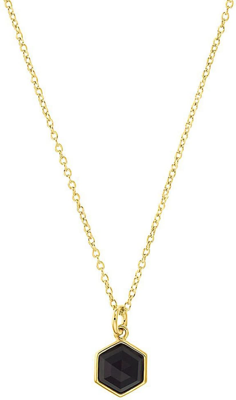 "Collar con colgante cuadrado de s.Oliver Jewelry, cadena dorada con piedra oscura"