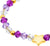 Pulsera con cuentas de cristal moradas y transparentes, y cuenta de estrella dorada, vista de detalle