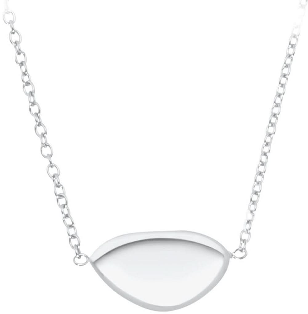 Collar largo con colgante, plateado, colgante en forma de gota en cadena de eslabones