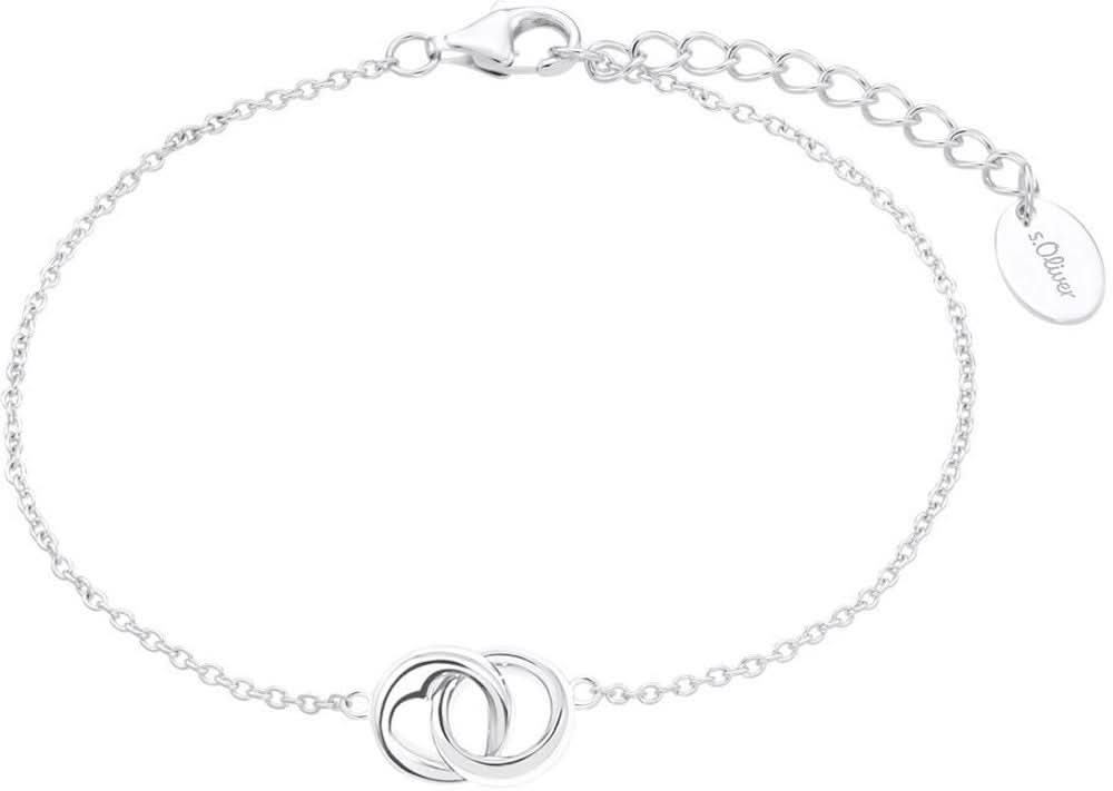 Pulsera de plata con colgante redondo y motivo de corazón, cadena fina