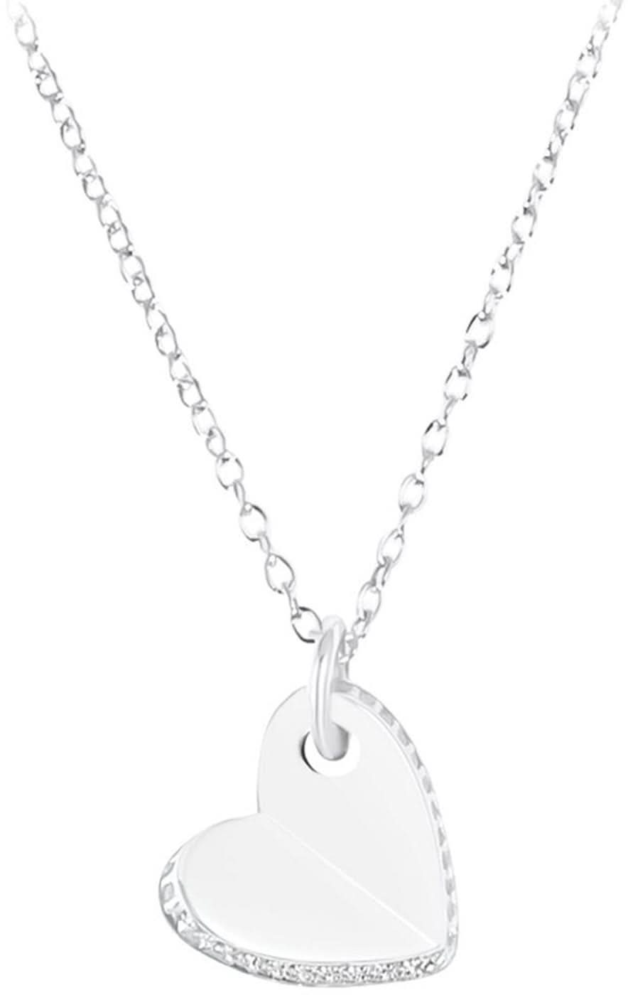 s.Oliver Collar con colgante de corazón, plateado, con piedras decorativas