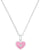 Collar plateado con colgante rosa en forma de corazón y pequeñas piedras