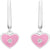 Colgantes de corazón con esmalte rosa, borde plateado y piedra brillante