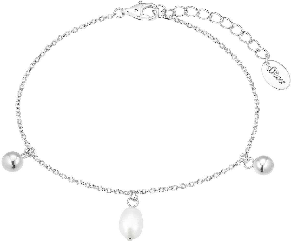 Pulsera de s.Oliver con aspecto de perlas, colgantes de bola y colgante de gota