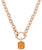 Collar de oro rosa con colgante de piedra y cadena de eslabones