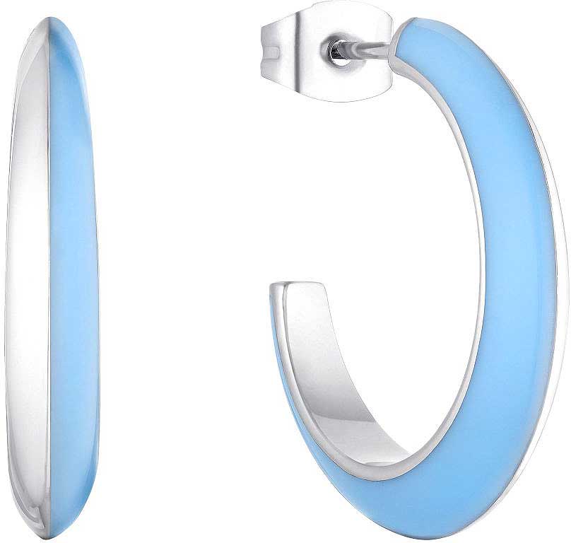 Aros con esmalte azul y borde plateado