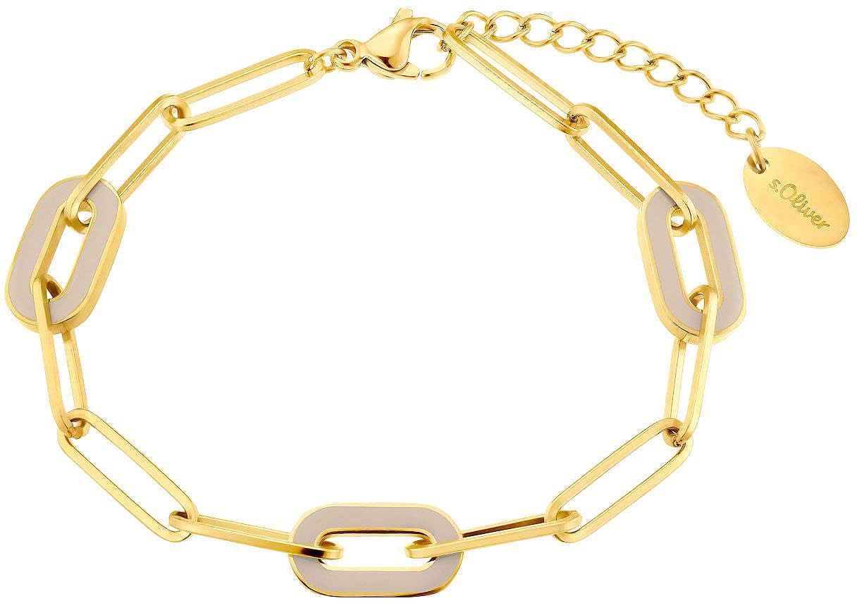 s.Oliver Pulsera llamativa en tono dorado con cadena de eslabones y cierre magnético