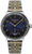 "Reloj de mujer con esfera azul y pulsera de metal bicolor, pantalla analógica redonda"