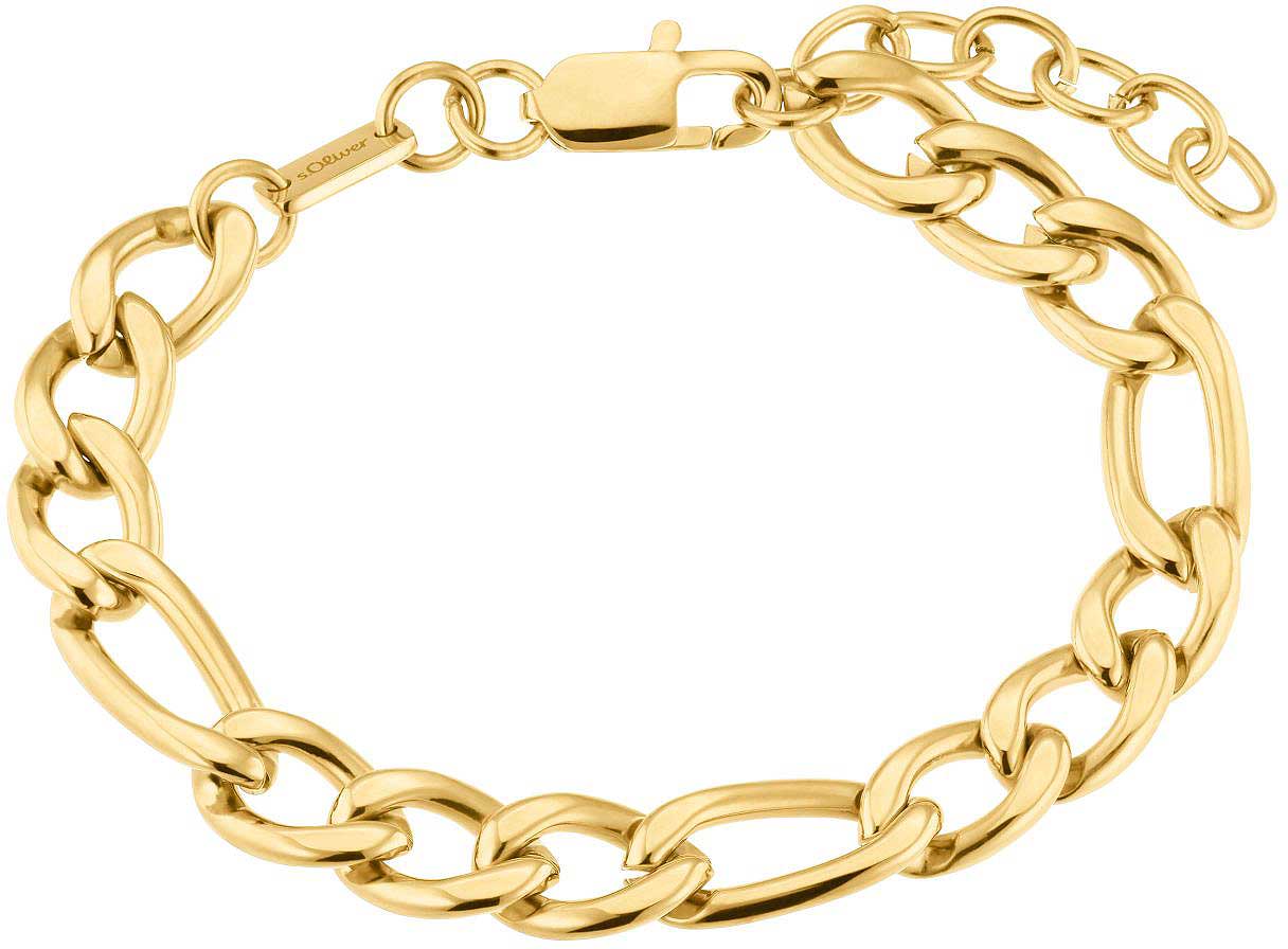 Pulsera Figaro en tono dorado con eslabones y cierre de mosquetón, s.Oliver Jewelry.