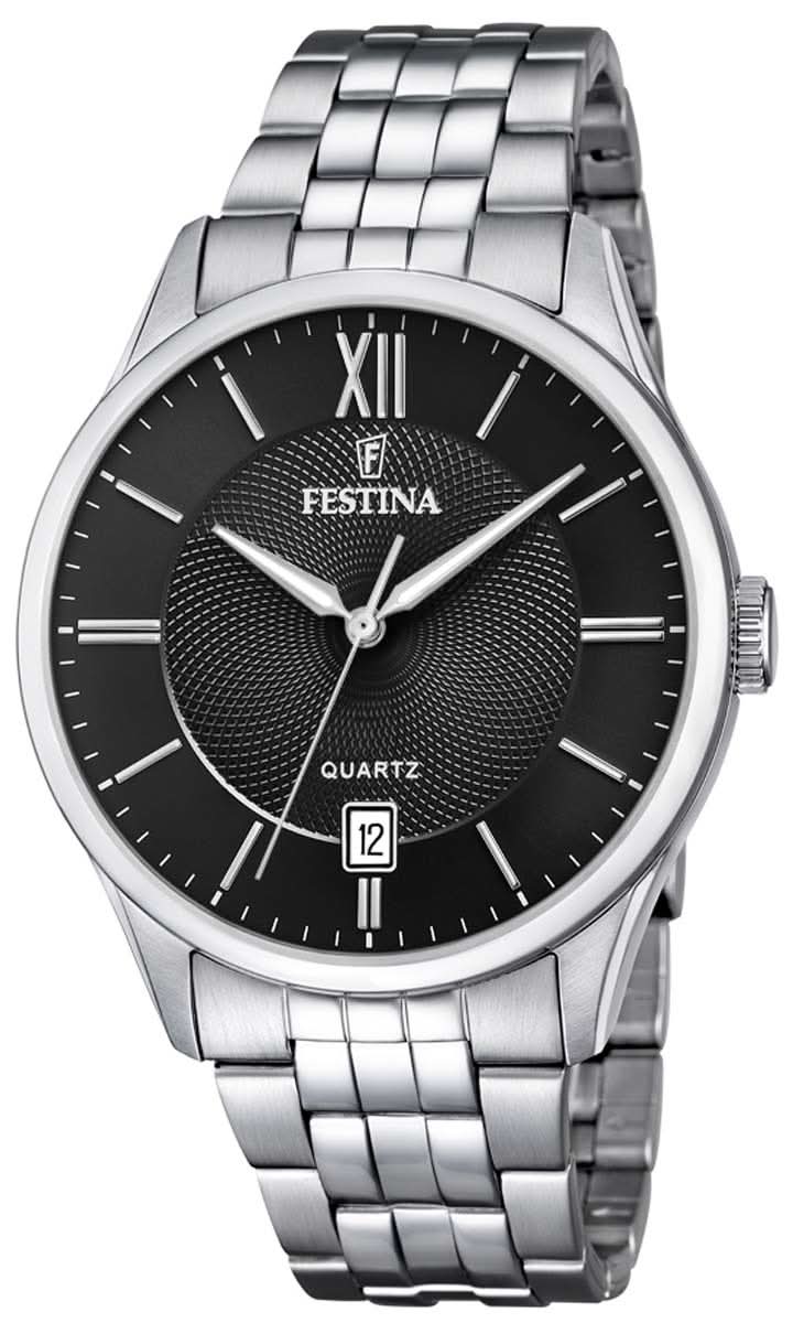 Pulsera de hombre con esfera negra y brazalete de acero inoxidable