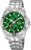Reloj de hombre con esfera verde, agujas analógicas y correa de acero inoxidable