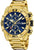 Reloj de hombre cronógrafo con esfera azul, pulsera bicolor dorada