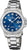 Reloj de mujer con esfera azul, brazalete redondo de acero inoxidable plateado y bisel
