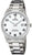 Reloj de cuarzo para hombre de acero inoxidable con esfera blanca, números romanos y ventana de fecha