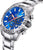 Reloj de hombre cronógrafo con esfera azul, caja de acero inoxidable y múltiples subesferas