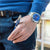 Reloj de pulsera para hombre tipo cronógrafo con esfera azul y correa de acero inoxidable