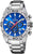 Reloj de hombre cronógrafo con esfera azul, correa de acero inoxidable y manecillas rojas/blancas