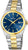 Reloj bicolor de acero inoxidable para hombre con esfera azul y detalles dorados