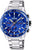 Reloj de hombre con esfera azul, subesferas de cronógrafo y correa de acero inoxidable