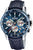 Reloj cronógrafo para hombre: esfera azul, correa de cuero, tres subesferas
