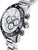 Reloj cronógrafo para hombre, vista lateral con corona y pulsadores, caja de acero inoxidable