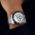 Reloj cronógrafo para hombre en la muñeca, bisel de cerámica negra, correa de acero inoxidable