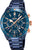Reloj de hombre con correa de cerámica azul y esfera azul de cronógrafo