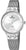 "Reloj de mujer con esfera blanca y correa de malla de acero inoxidable, caja redonda"