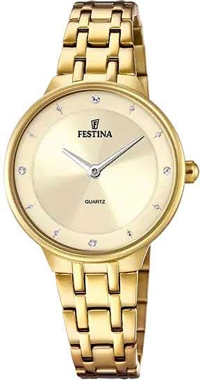 Reloj Festina para mujer con esfera dorada y brazalete de eslabones de acero inoxidable, analógico