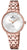 Reloj de mujer con pulsera de acero inoxidable en tono oro rosa y esfera blanca, cuarzo, 3 agujas