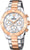 Reloj de mujer con correa bicolor de acero inoxidable (plata/oro rosa) y esfera redonda de cronógrafo