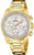 Reloj de mujer con pulsera de acero inoxidable dorado y esfera de nácar, bisel brillante