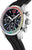 Reloj Festina para mujer: esfera negra con subesferas de cronógrafo, bisel de colores, correa negra.