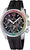 Festina Reloj de mujer con esfera negra, subesferas de cronógrafo, bisel de arcoíris, correa de silicona negra.