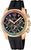 Reloj de mujer cronógrafo con bisel en tono oro rosa y esfera negra, correa de caucho negra