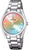 "Reloj de mujer con pulsera de acero inoxidable y esfera de brillo turquesa, movimiento de cuarzo"