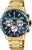 Reloj Festina para hombre con brazalete de metal dorado, esfera de cronógrafo azul