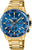 Reloj Festina cronógrafo con esfera azul y correa dorada