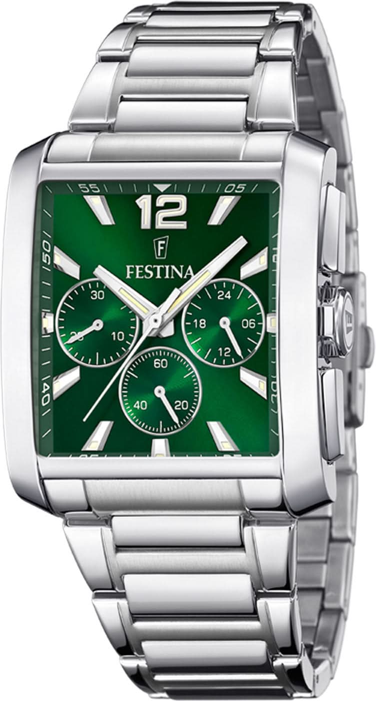 Festina Reloj Cronógrafo para Hombre con Esfera Verde y Correa de Acero Inoxidable