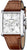 Reloj cronógrafo para hombre con correa de cuero marrón y caja cuadrada plateada