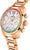 Reloj de mujer, caja en oro rosa con bisel de arcoíris y esfera blanca