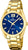 Reloj de mujer con esfera azul y pulsera de acero inoxidable dorada