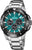 Reloj deportivo para hombre con correa de acero inoxidable, esfera negra y subesferas de cronógrafo