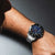 Reloj de pulsera Chrono con esfera azul y correa de acero inoxidable