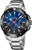 Reloj de pulsera Chrono con brazalete de acero inoxidable, esfera azul y bisel negro