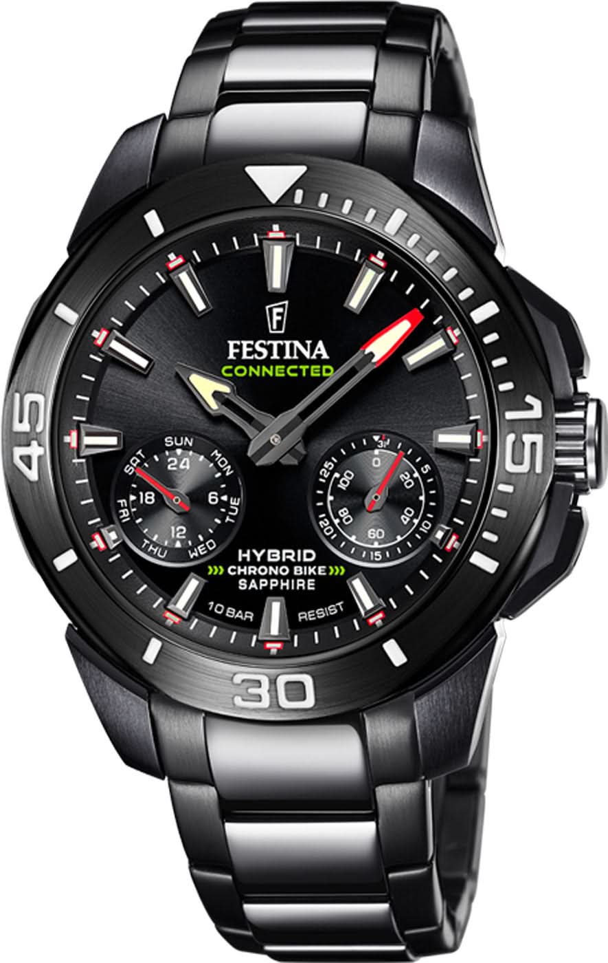 Reloj de hombre con correa de acero inoxidable negra y esfera redonda
