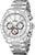 Reloj de hombre con cronógrafo y esfera blanca, caja de acero inoxidable y pulsera de metal