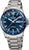 Reloj de titanio para hombre con esfera azul y correa de metal, manecillas grandes